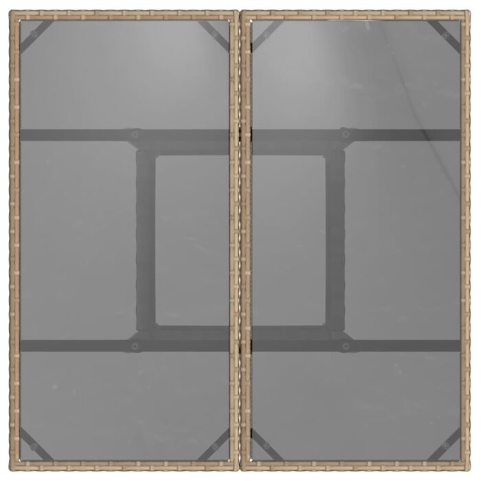 Table de jardin dessus en verre beige 80x80x75cm résine tressée – Image 5
