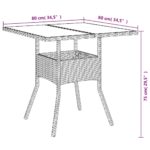 Table de jardin dessus en verre beige 80x80x75cm résine tressée – Image 9