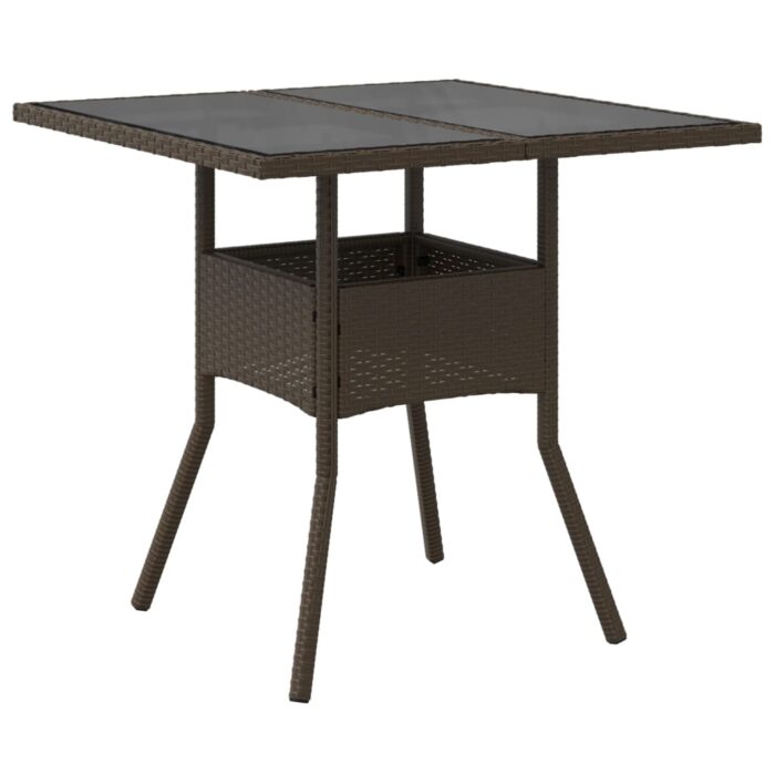 Table de jardin avec dessus en verre marron résine tressée – Image 4