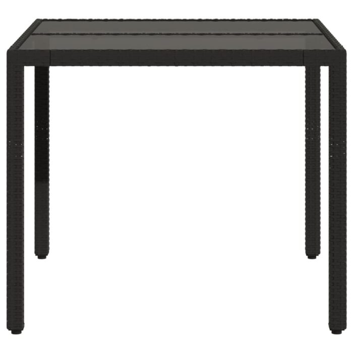 Table de jardin dessus en verre Noir 90x90x75 cm Résine tressée – Image 3