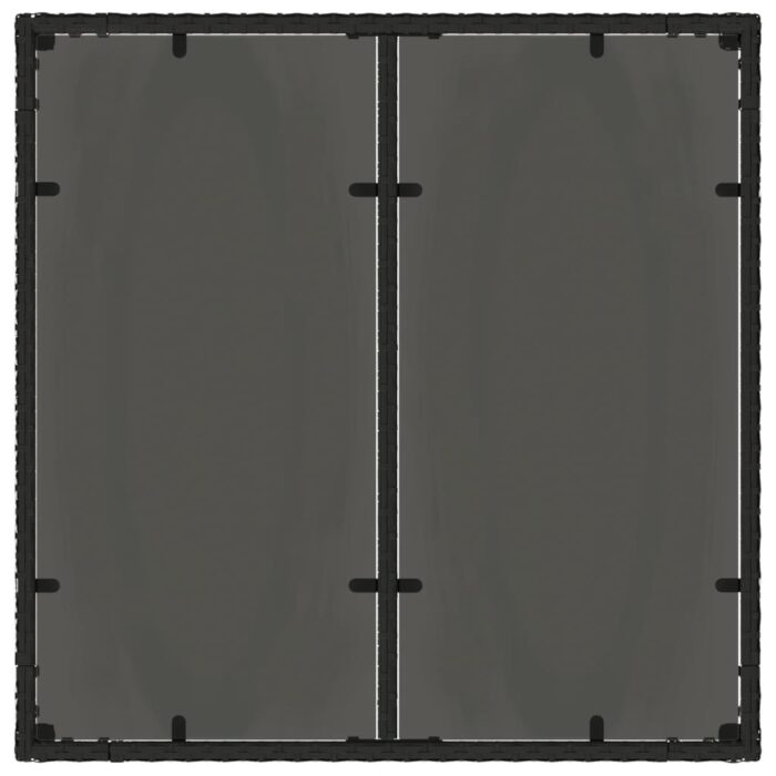 Table de jardin dessus en verre Noir 90x90x75 cm Résine tressée – Image 5