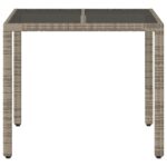 Table de jardin dessus en verre Gris 90x90x75 cm Résine tressée – Image 2