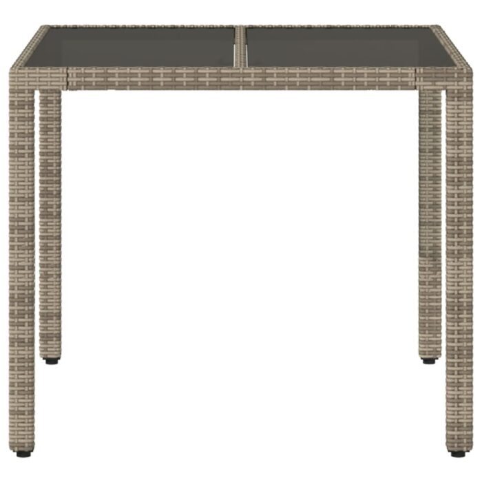 Table de jardin dessus en verre Gris 90x90x75 cm Résine tressée – Image 2