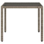 Table de jardin dessus en verre Gris 90x90x75 cm Résine tressée – Image 3