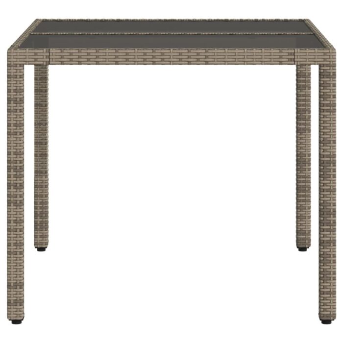 Table de jardin dessus en verre Gris 90x90x75 cm Résine tressée – Image 3