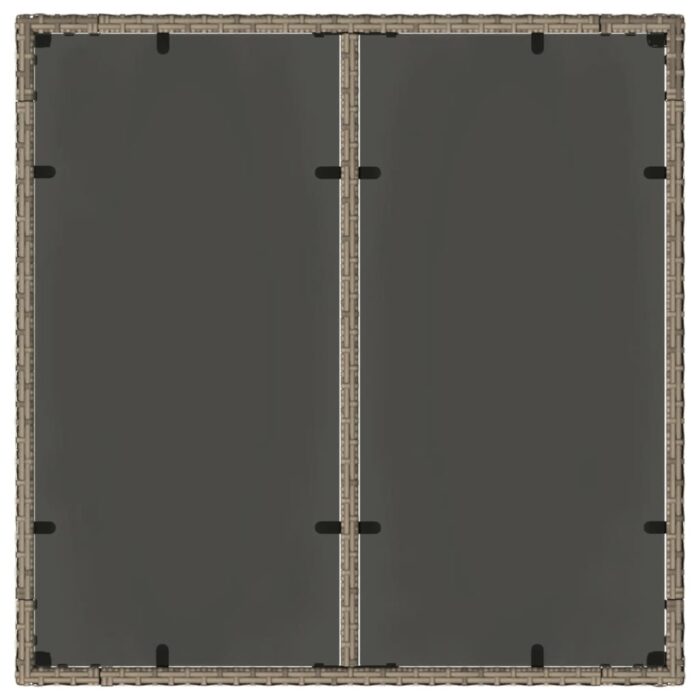 Table de jardin dessus en verre Gris 90x90x75 cm Résine tressée – Image 5