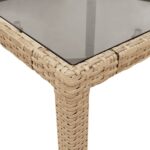 Table de jardin dessus en verre beige 90x90x75cm résine tressée – Image 6