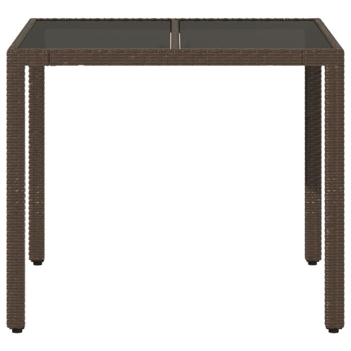 Table de jardin avec dessus en verre marron résine tressée – Image 2