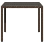 Table de jardin avec dessus en verre marron résine tressée – Image 3