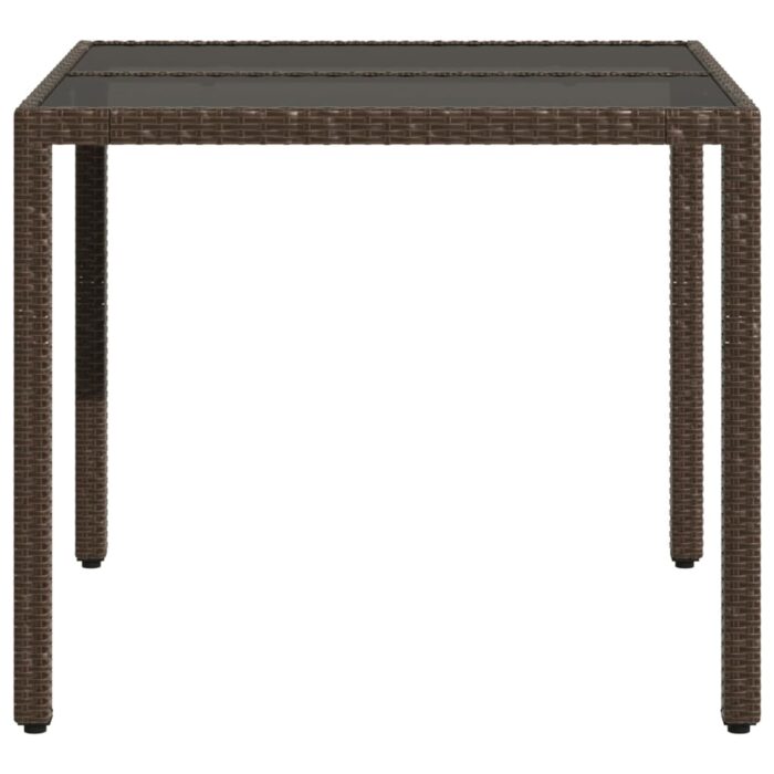 Table de jardin avec dessus en verre marron résine tressée – Image 3