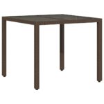 Table de jardin avec dessus en verre marron résine tressée – Image 4