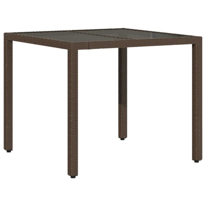 Table de jardin avec dessus en verre marron résine tressée – Image 4