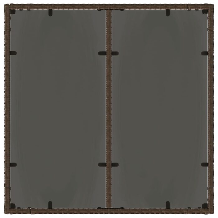 Table de jardin avec dessus en verre marron résine tressée – Image 5