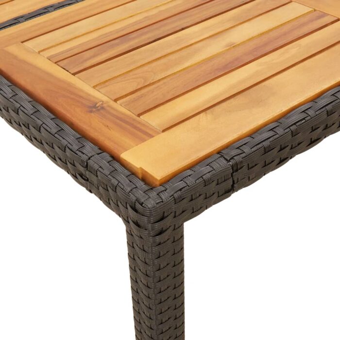 Table de jardin et dessus en bois d'acacia noir résine tressée – Image 6