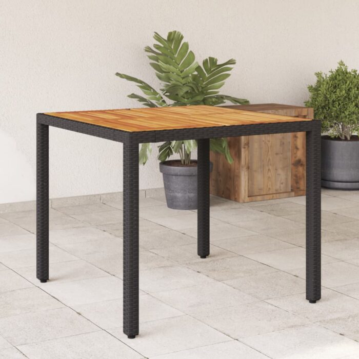 Table de jardin et dessus en bois d'acacia noir résine tressée – Image 1