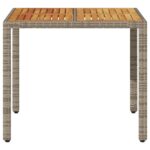 Table de jardin et dessus en bois d'acacia gris résine tressée – Image 2