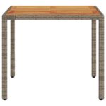 Table de jardin et dessus en bois d'acacia gris résine tressée – Image 3