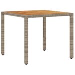 Table de jardin et dessus en bois d'acacia gris résine tressée – Image 4