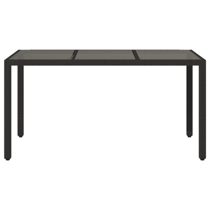 Table de jardin dessus en verre Noir 150x90x75cm Résine tressée – Image 2