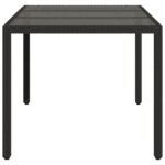 Table de jardin dessus en verre Noir 150x90x75cm Résine tressée – Image 3