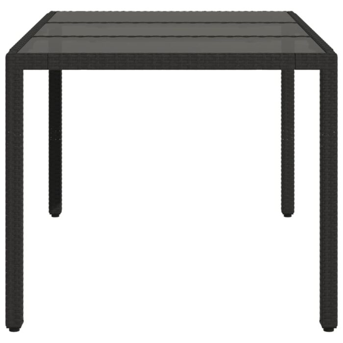 Table de jardin dessus en verre Noir 150x90x75cm Résine tressée – Image 3