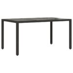 Table de jardin dessus en verre Noir 150x90x75cm Résine tressée – Image 4