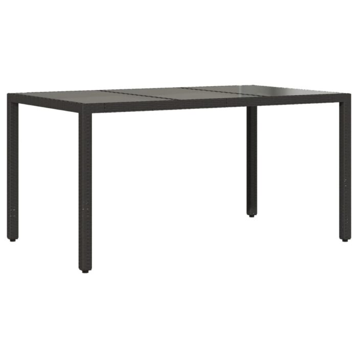 Table de jardin dessus en verre Noir 150x90x75cm Résine tressée – Image 4