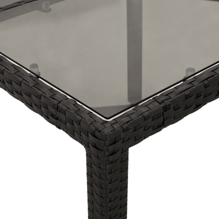 Table de jardin dessus en verre Noir 150x90x75cm Résine tressée – Image 6