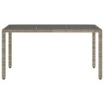 Table de jardin dessus en verre Gris 150x90x75cm Résine tressée – Image 2