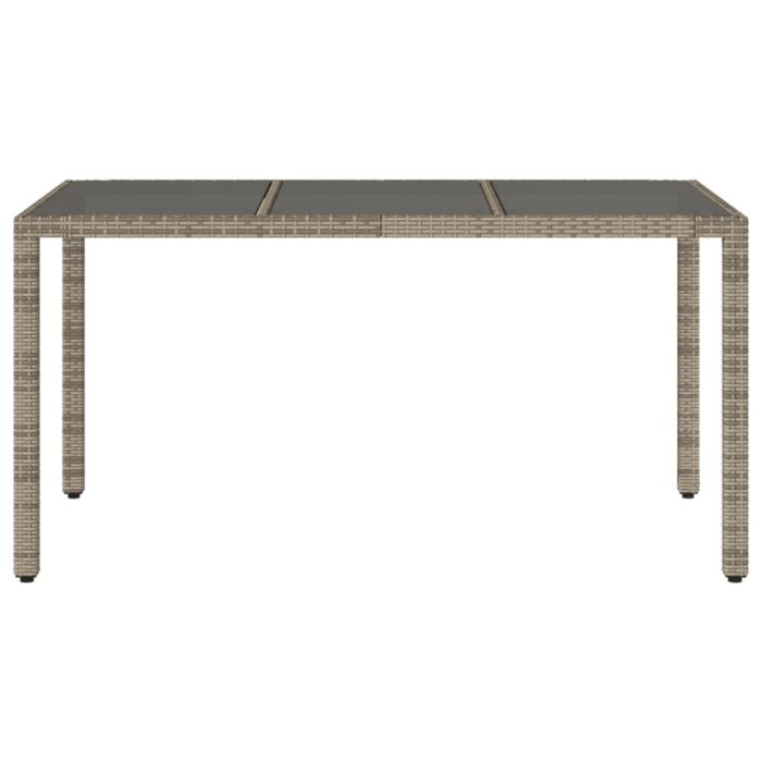 Table de jardin dessus en verre Gris 150x90x75cm Résine tressée – Image 2