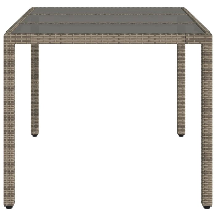 Table de jardin dessus en verre Gris 150x90x75cm Résine tressée – Image 3