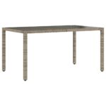 Table de jardin dessus en verre Gris 150x90x75cm Résine tressée – Image 4