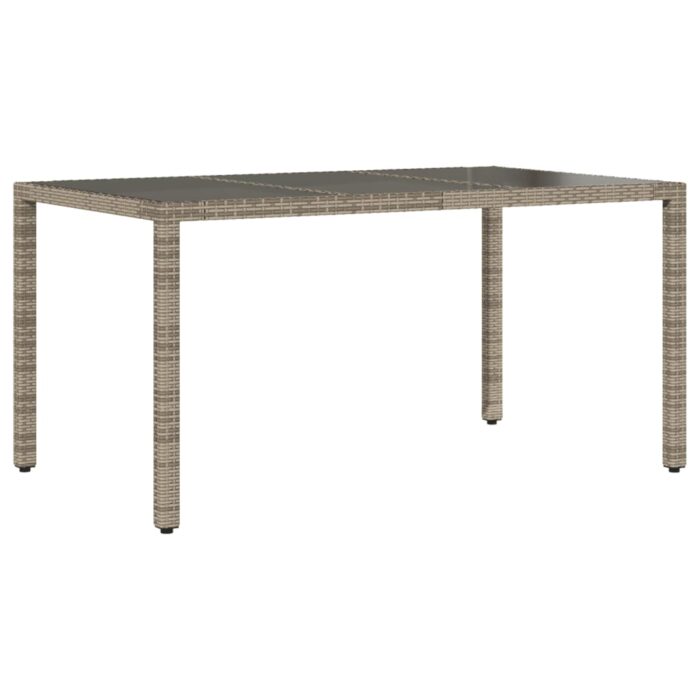 Table de jardin dessus en verre Gris 150x90x75cm Résine tressée – Image 4