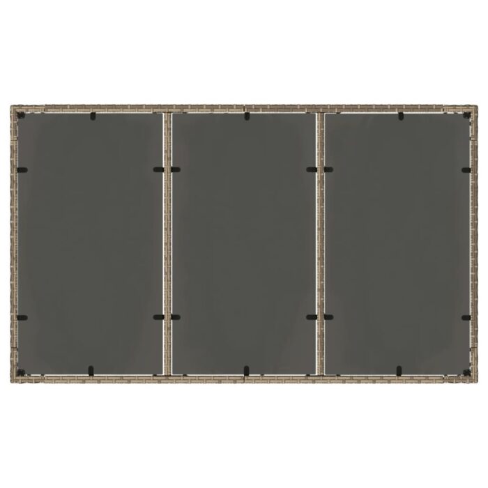 Table de jardin dessus en verre Gris 150x90x75cm Résine tressée – Image 5