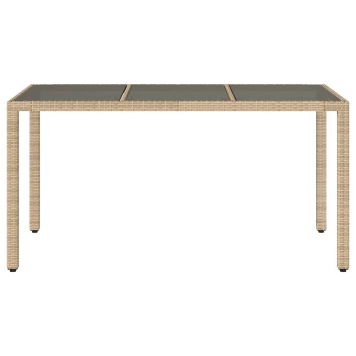 Table de jardin avec dessus en verre beige résine tressée – Image 2
