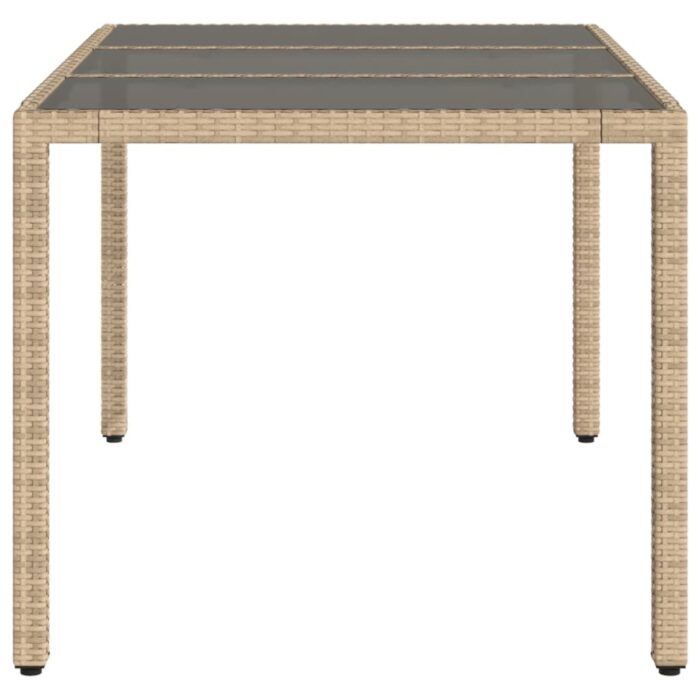 Table de jardin avec dessus en verre beige résine tressée – Image 3