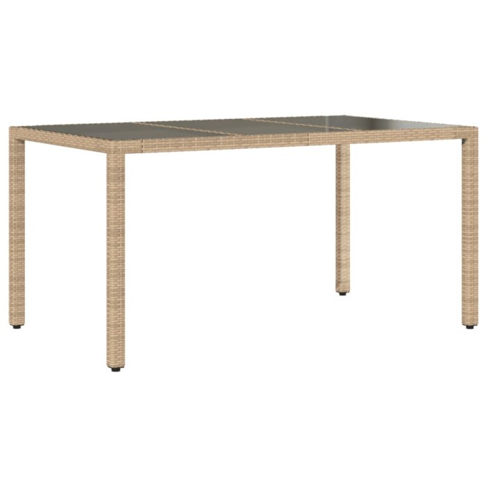 Table de jardin avec dessus en verre beige résine tressée – Image 4
