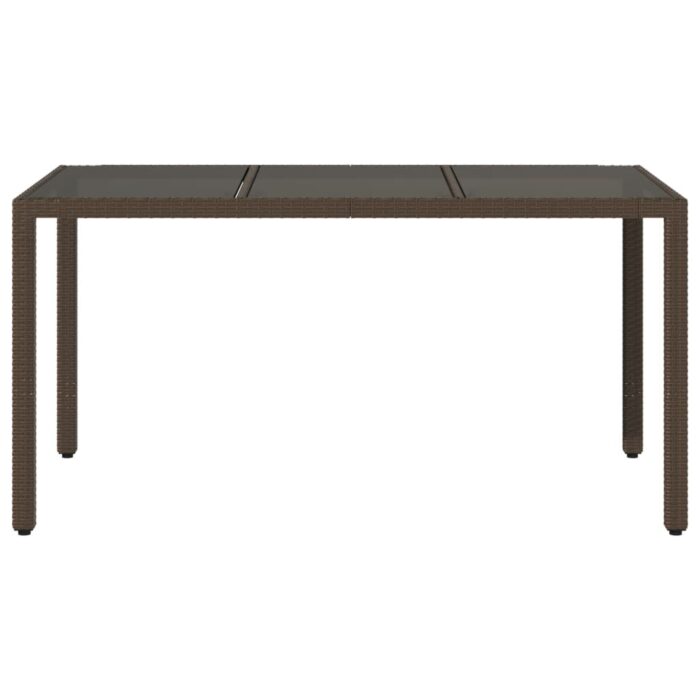 Table de jardin avec dessus en verre marron résine tressée – Image 2
