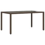 Table de jardin avec dessus en verre marron résine tressée – Image 4