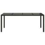 Table de jardin dessus en verre Noir 190x90x75cm Résine tressée – Image 2