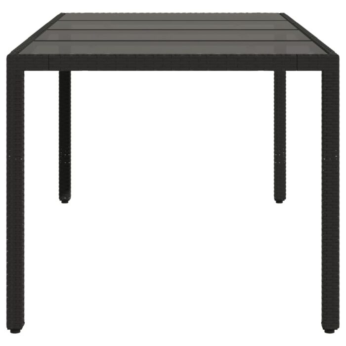 Table de jardin dessus en verre Noir 190x90x75cm Résine tressée – Image 3