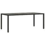 Table de jardin dessus en verre Noir 190x90x75cm Résine tressée – Image 4