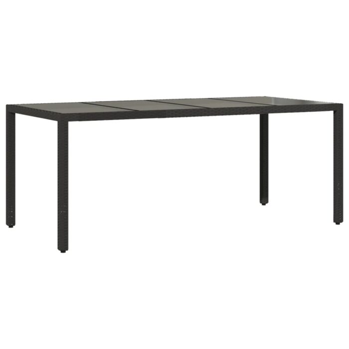 Table de jardin dessus en verre Noir 190x90x75cm Résine tressée – Image 4