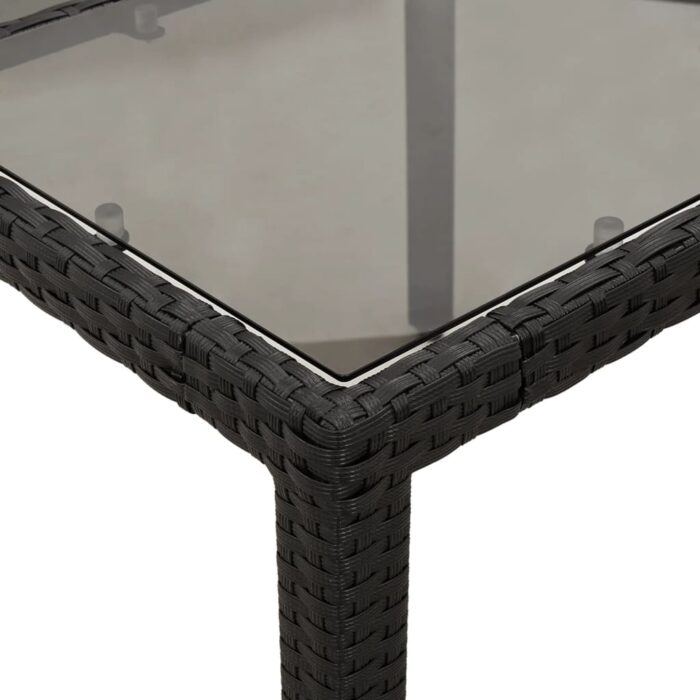 Table de jardin dessus en verre Noir 190x90x75cm Résine tressée – Image 6