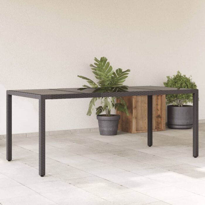 VXL8721012264632_m_en_hd_1.jpg Table de jardin dessus en verre Noir 190x90x75cm Résine tressée – Image 1