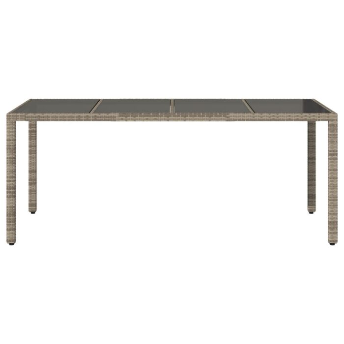 Table de jardin dessus en verre Gris 190x90x75cm Résine tressée – Image 2