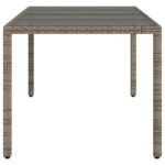 Table de jardin dessus en verre Gris 190x90x75cm Résine tressée – Image 3