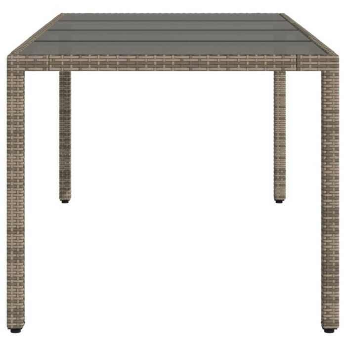 Table de jardin dessus en verre Gris 190x90x75cm Résine tressée – Image 3
