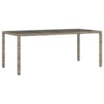 Table de jardin dessus en verre Gris 190x90x75cm Résine tressée – Image 4