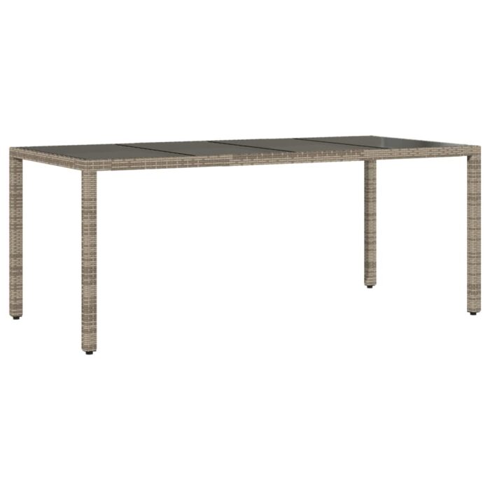 Table de jardin dessus en verre Gris 190x90x75cm Résine tressée – Image 4
